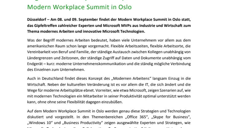Allgeier Productivity Solutions spricht auf dem Modern Workplace Summit in Oslo