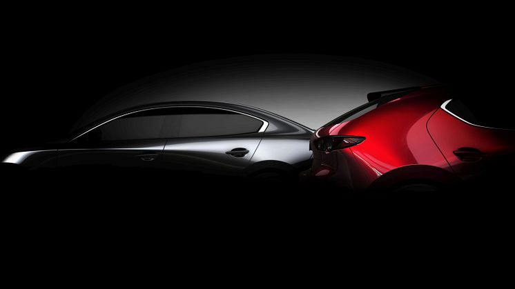 Bilden avslöjar delar av nya Mazda3 samt nya Mazda3 Sedan