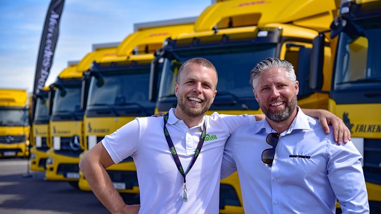 Victor Falkenklev (Falkenklev Logistik) och Marcus Sjöberg (Veho Trucks)