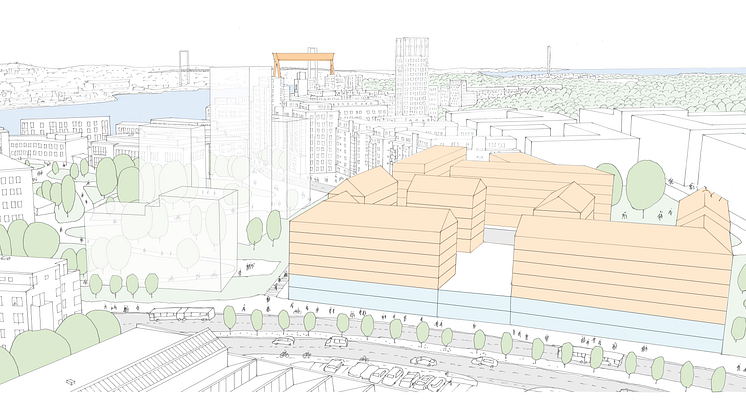 Älvstranden Utveckling säljer en byggrätt på Eriksberg i Göteborg till JM AB. Illustration: Älvstranden Utveckling
