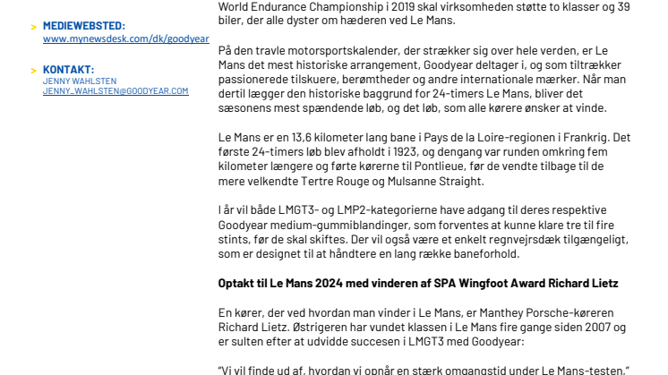 GOODYEAR WINGFOOT AWARD WINNER RICHARD LIETZ PREVIEWS THE 24 HOURS OF LE MANS_da_dk.pdf