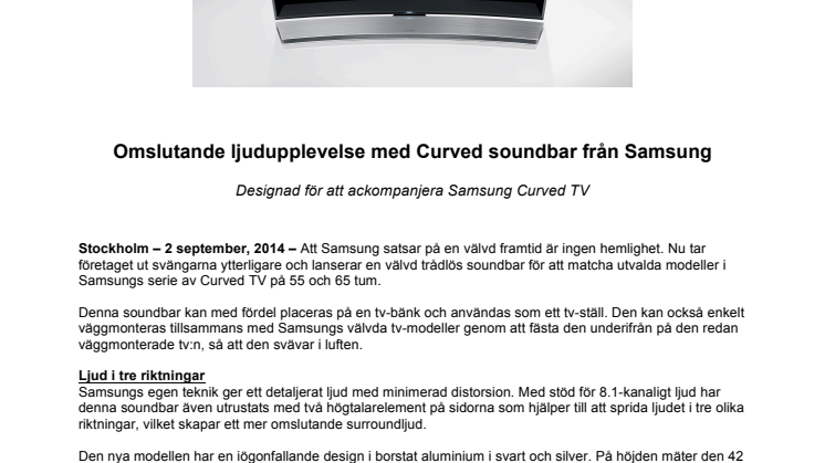 Omslutande ljudupplevelse med Curved soundbar från Samsung