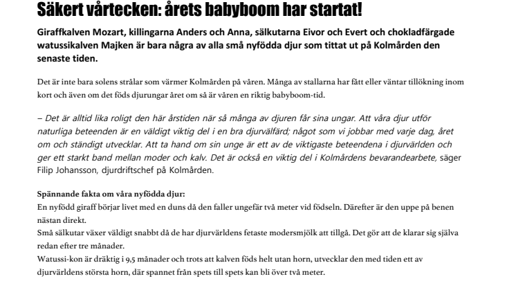 Säkert vårtecken: årets babyboom har startat! 