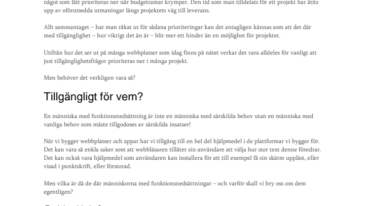 Digital Tillgänglighet - behöver inte vara så dramatiskt