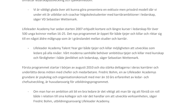 Lifeleader Academy lanserar ny ledarskapsutbildning 