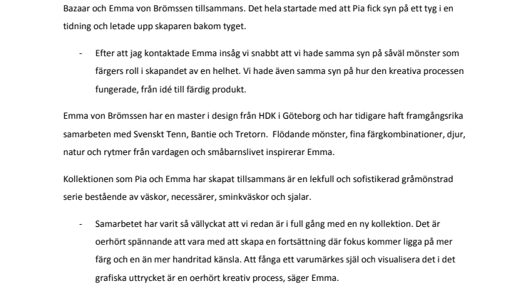  Pipols Bazaar i unikt samarbete med Emma von Brömssen