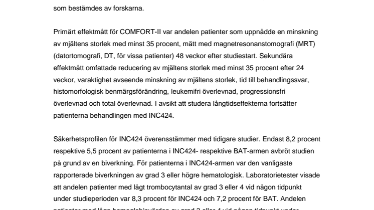 Fakta myelofibros – ruxolitinib, en så kallad JAK-hämmare