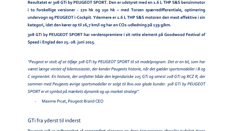 308 GTi by PEUGEOT SPORT: HOT HATCH