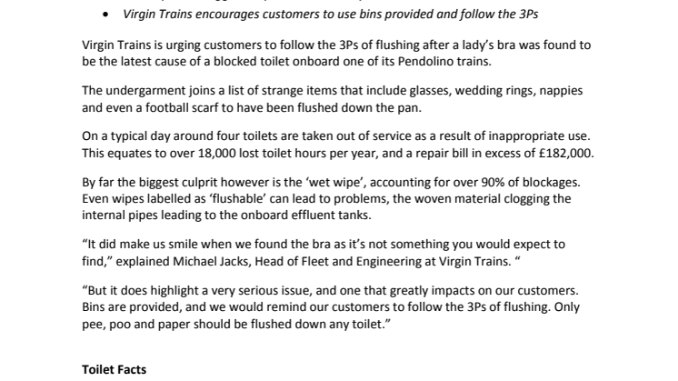 Toilet humour no fun for Virgin Trains’ customers 