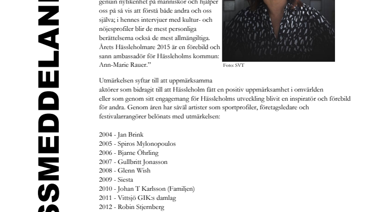 Årets Hässleholmare 2015: Ann-Marie Rauer