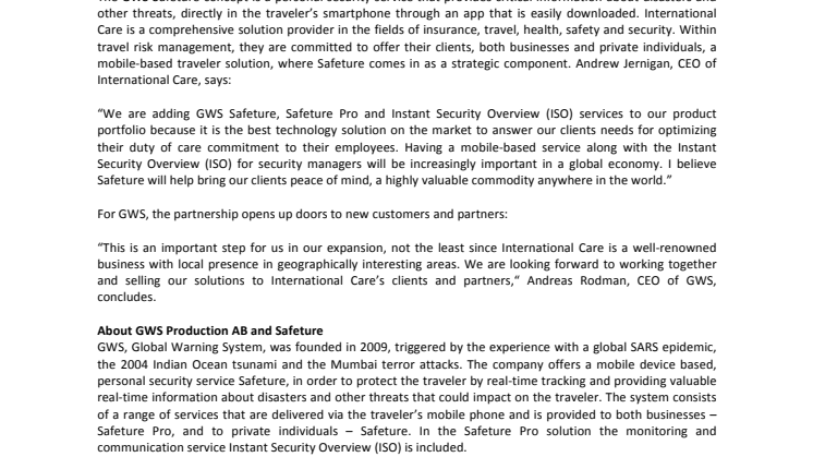 GWS signs partnership contract with International Care