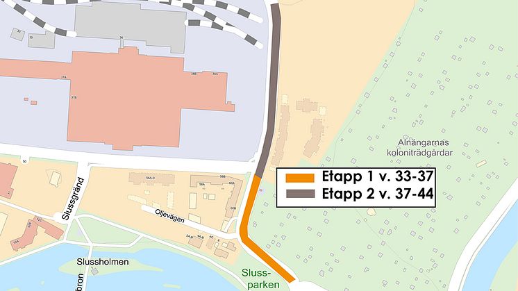 För att underlätta framkomligheten delas arbetet upp i två etapper.