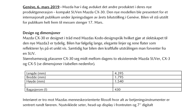Verdenspremiere: Mazda CX-30