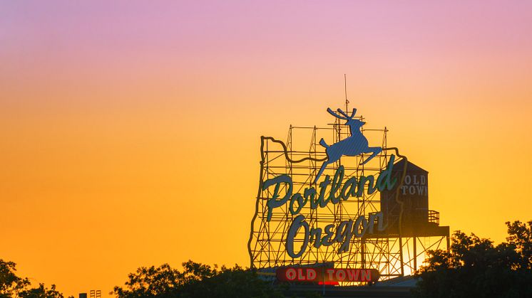 Sunset over Portland, Oregon.
