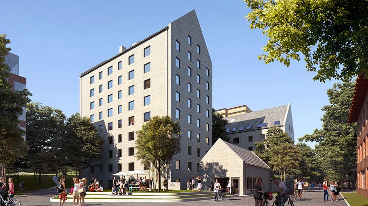 Skissbild 2, från Utopia Arkitekter för studentbostäder på KTH Campus