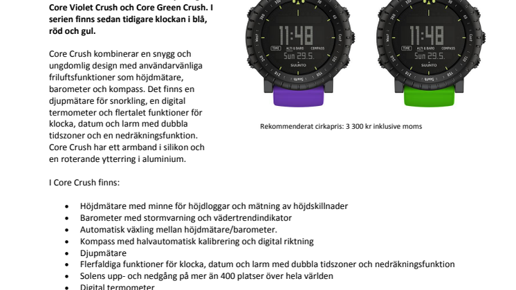 Ungdomlig äventyrslust med friluftsklockan Suunto Core Crush 