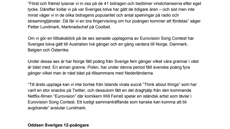 De får Sveriges 12:a i alternativa Eurovision