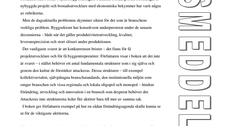 Ny bok: Den ineffektiva byggbranschen av Mikael Anjou