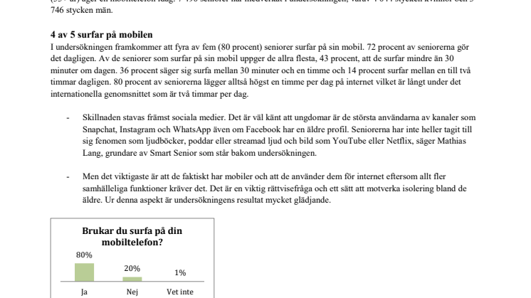 Nya SeniorBarometern visar: Sju av tio seniorer surfar dagligen på mobilen 