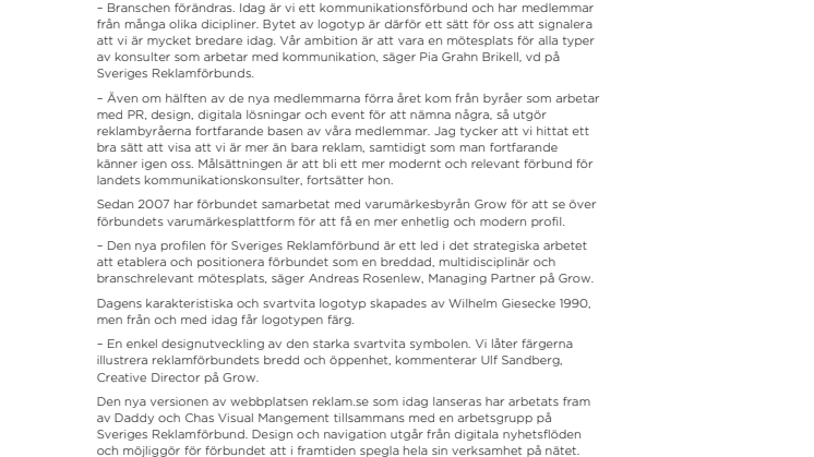 Sveriges Reklamförbund signalerar breddat förbund med ny logotyp