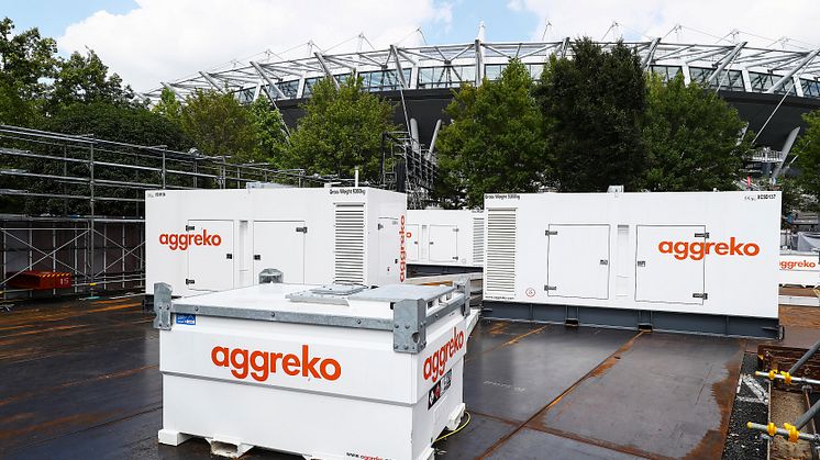 Mit Scania Motoren konzipierte Aggreko maßgeschneiderte Lösungen zur Energieversorgung der Veranstaltungen an den zwölf Austragungsorten der Rugby-WM 2019.