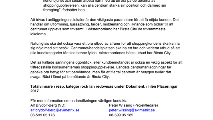 Birsta City har Västernorrlands nöjdaste shoppingkunder