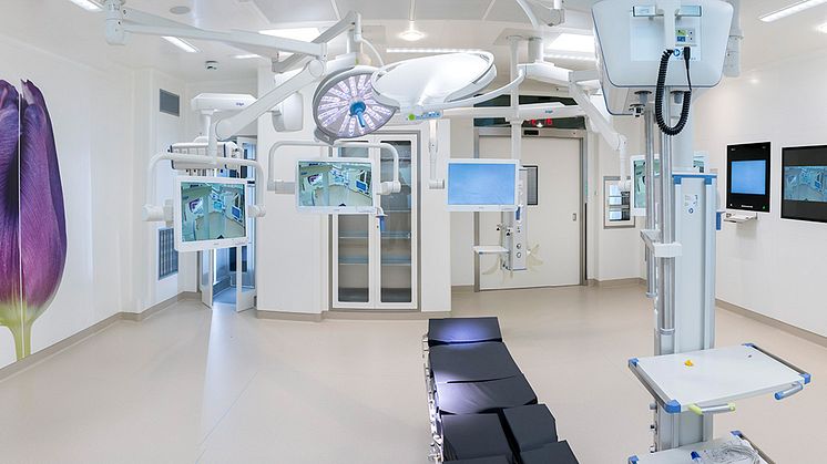 En fullskalig prototyp av framtidens operationssal gör det möjligt att testa och korrigera utrustning och arbetssätt innan salarna byggs. Foto: Fotogruppen Södersjukhuset.