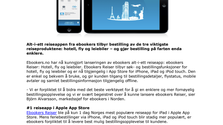Ebookers lanserer en alt-i-ett reiseapp for iPhone, iPad & iPod touch