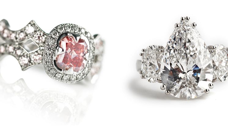En pink Argyle-diamant samt en hvid, dråbeformet diamant opnåede rekordhammerslag hos Bruun Rasmussen