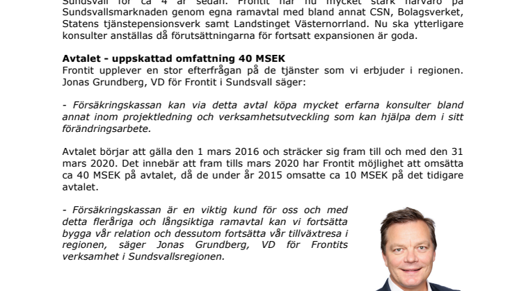Frontit tecknar nytt ramavtal med Försäkringskassan