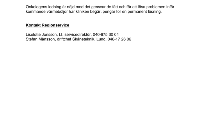 Bättre klimat för onkologens patienter  