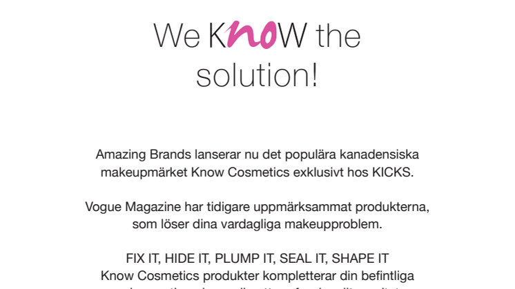 Amazing Brands lanserar Know Cosmetics exklusivt hos Kicks