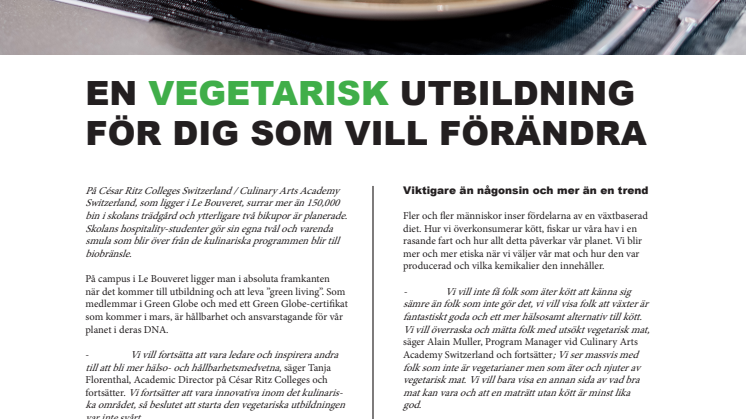 En Vegetarisk utbildning för dig som vill förändra