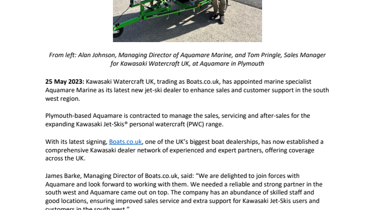 25 May 2023 - Boats.co.uk Signs Aquamare as New Kawasaki Jet-Ski Dealer.pdf