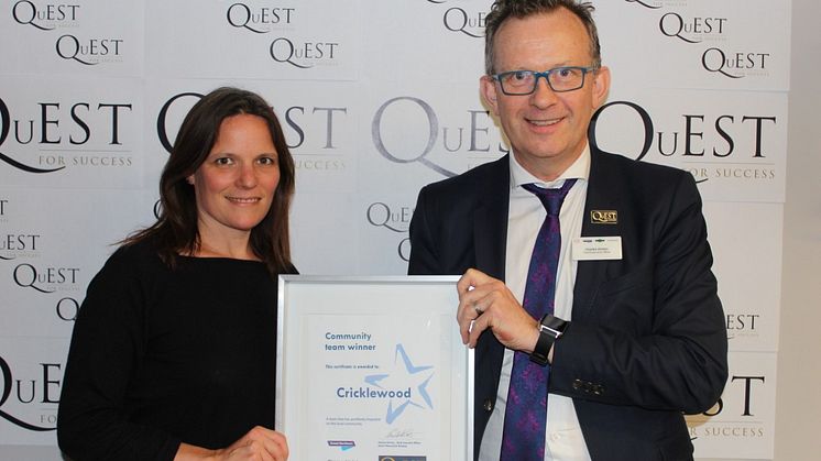 Award winner: Cricklewood Partnership member Anne Clarke is presented with the award by Govia Thameslink Railway CEO Charles Horton