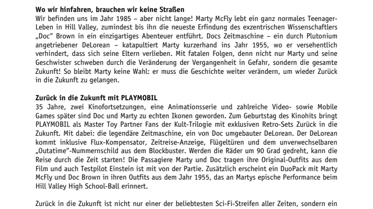 Happy Birthday, Doc & Marty! Mit PLAYMOBIL geht‘s Zurück in die Zukunft