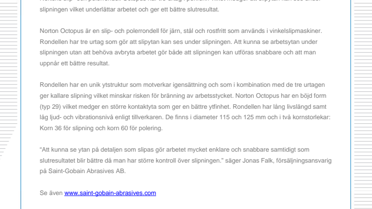 Slip- och polerrondell ger synlig slipyta