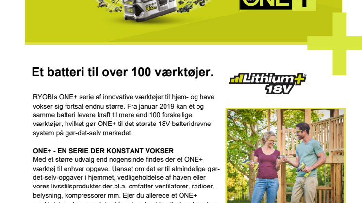 Ét batteri passer alle 100+ værktøjer.
