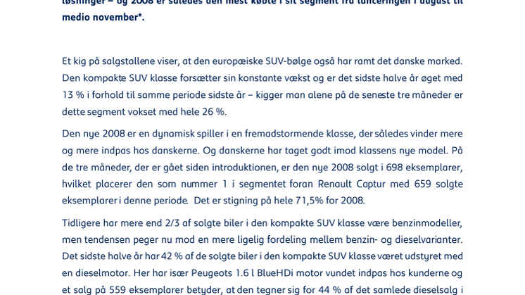 Succes for den nye PEUGEOT 2008