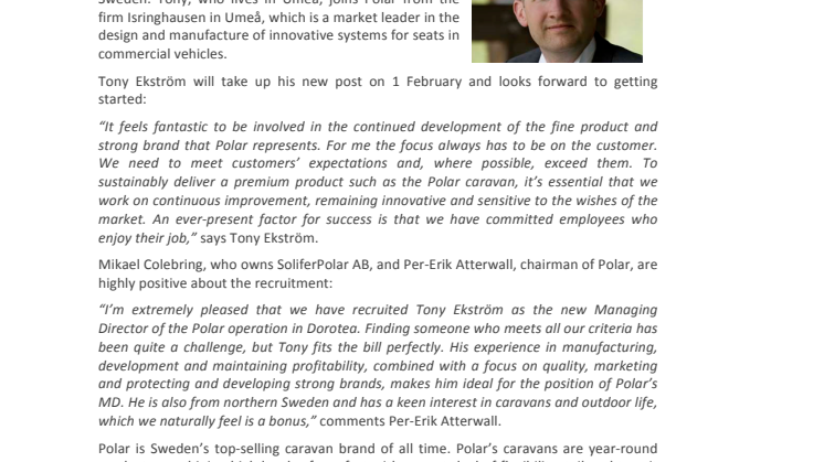 Tony Ekström – New MD of Polar