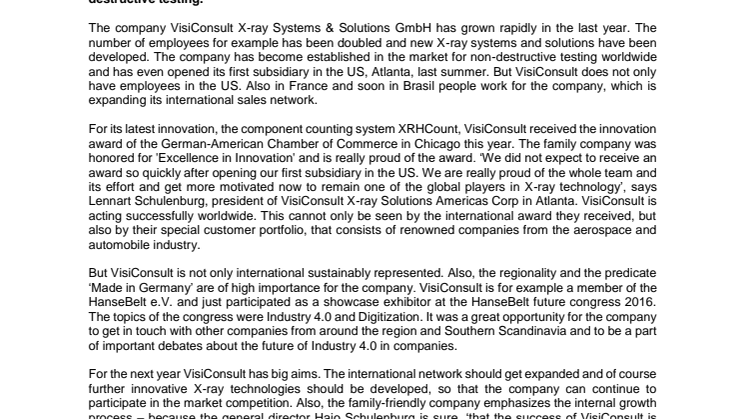 VisiConsult looks back on a successful year 2016