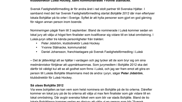 Luleåprofiler i juryn för Bohjälte 2012