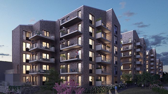 HSB brf Mariedahl på Kvarnbyterrassen i Mölndal får 116 lägenheter med högt i tak och omgivna av prunkande trädgårdar.