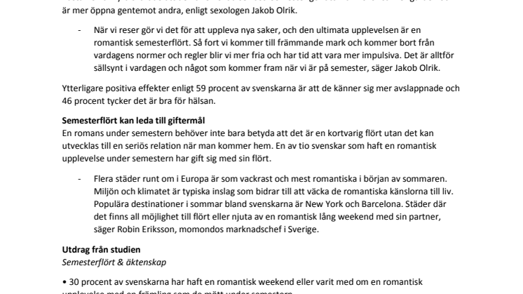 Svenskar älskar att flörta på semestern