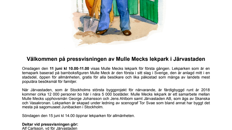 Välkommen på pressvisningen av Mulle Mecks lekpark i Järvastaden