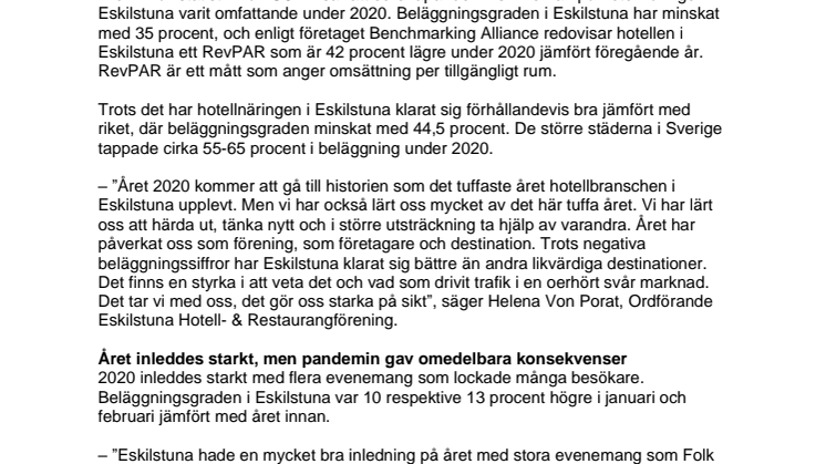 2020: Tuffaste året någonsin för Eskilstunas hotellnäring