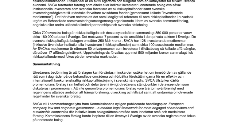 Remissyttrande Ju2012/6516/L1 Ökning av aktiekapitalet i aktiemarknadsbolag (Ds 2012:37)