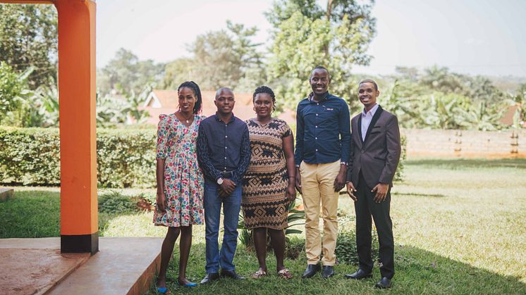 The Non-Violence Project Uganda's Head office team with Country Director Eddy Balina.