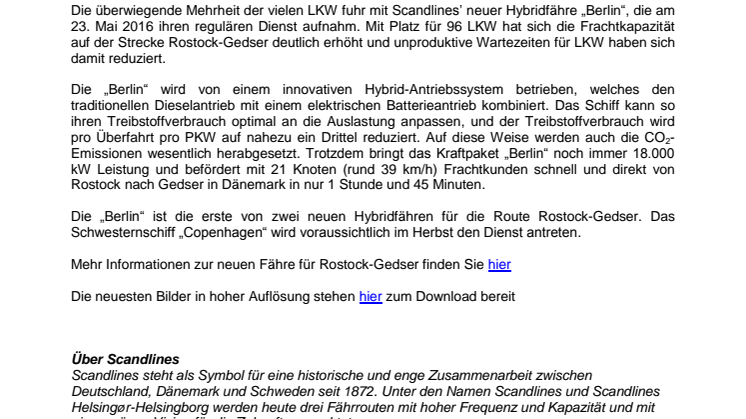 Scandlines mit neuem Frachtrekord
