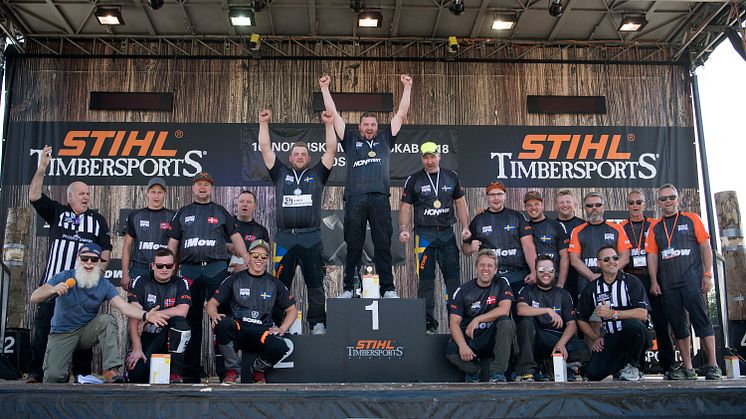 Prispallen under de nordiska mästerskapen i Roskilde 2018. Foto: STIHL Timbersports.